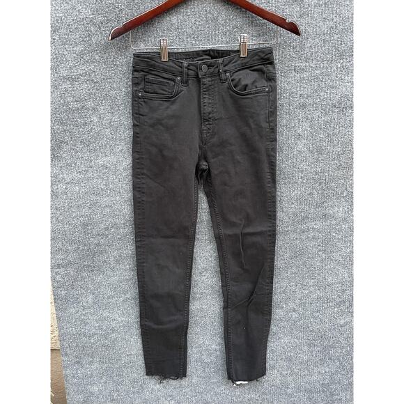 AllSaints Jeans Womens 28 Jet Black Stilt Skinny Stretch Denim Raw Hem - Picture 1 of 10